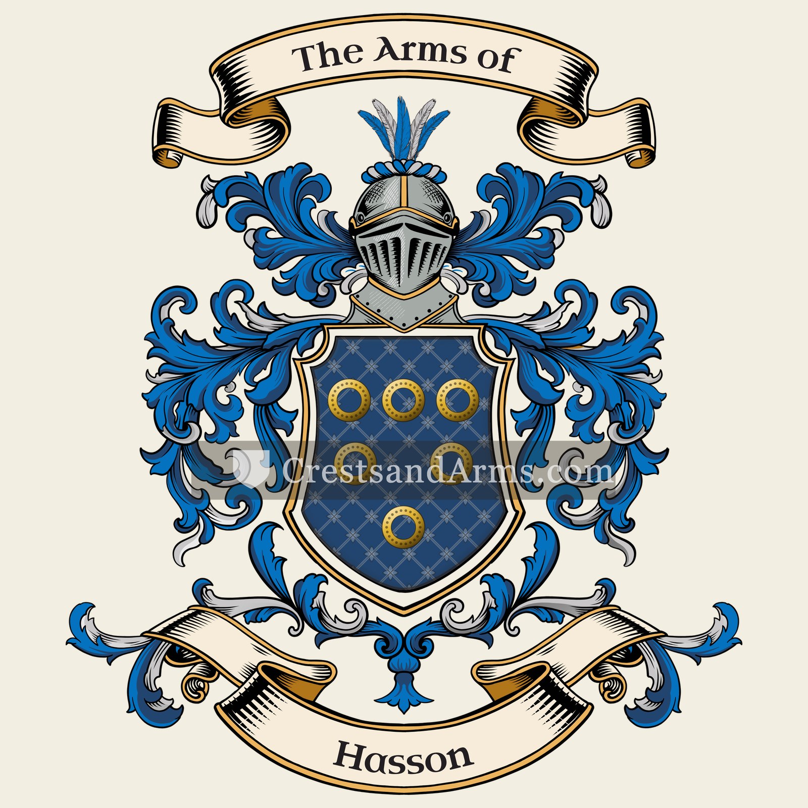 The Hasson coat of arms, drawn from the recorded blazon