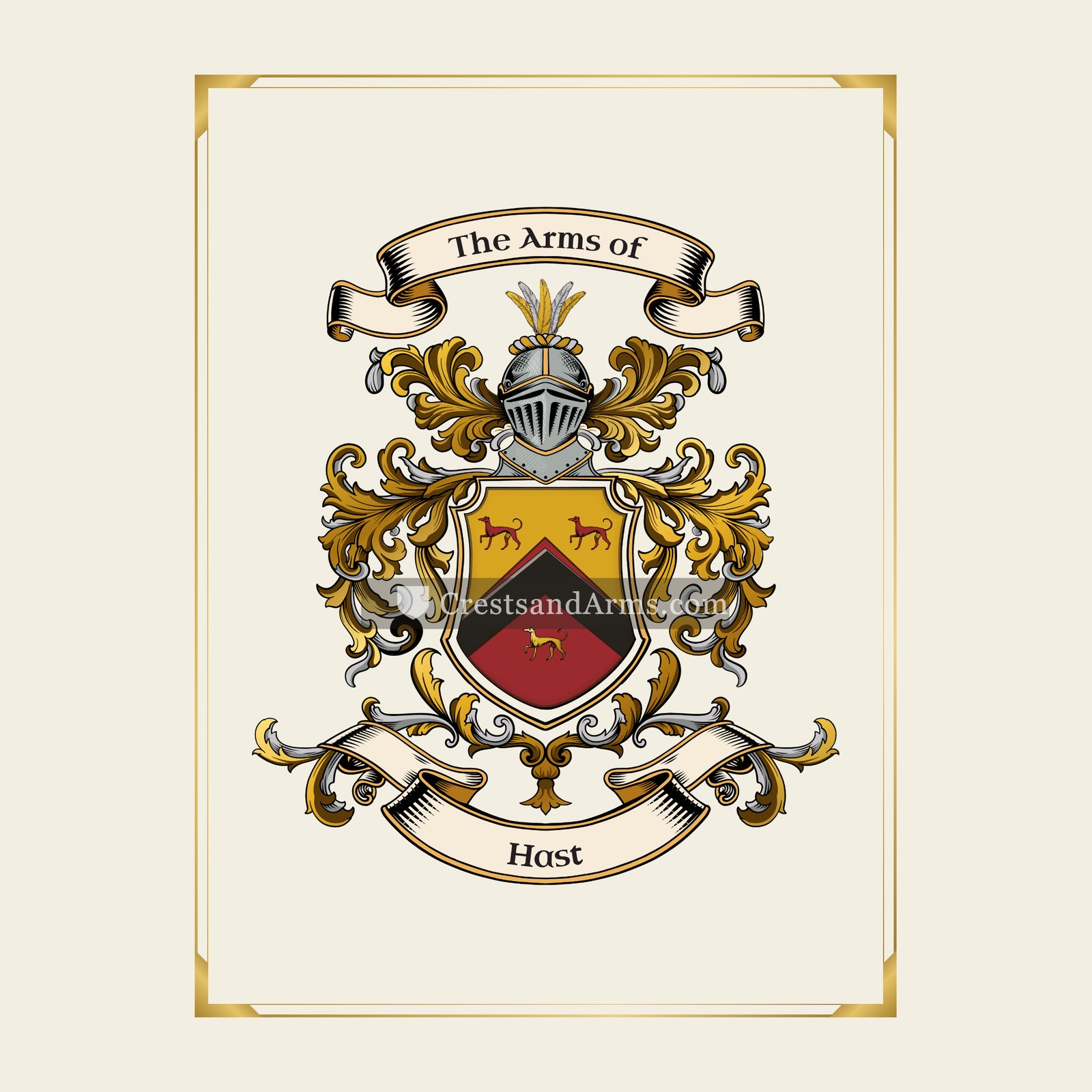With gold border