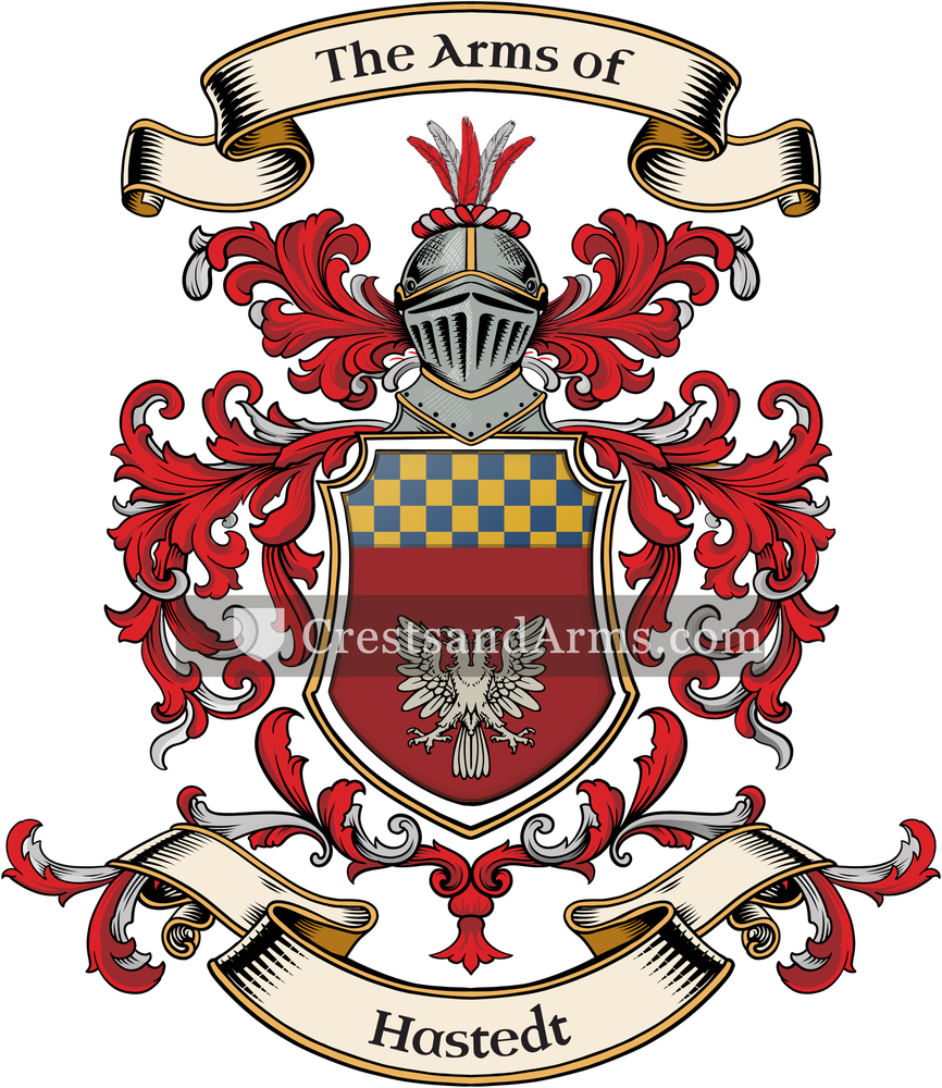 The Hastedt coat of arms, drawn from the recorded blazon