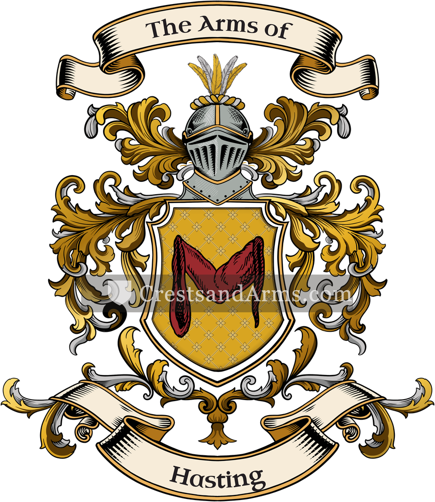 The Hasting coat of arms, drawn from the recorded blazon