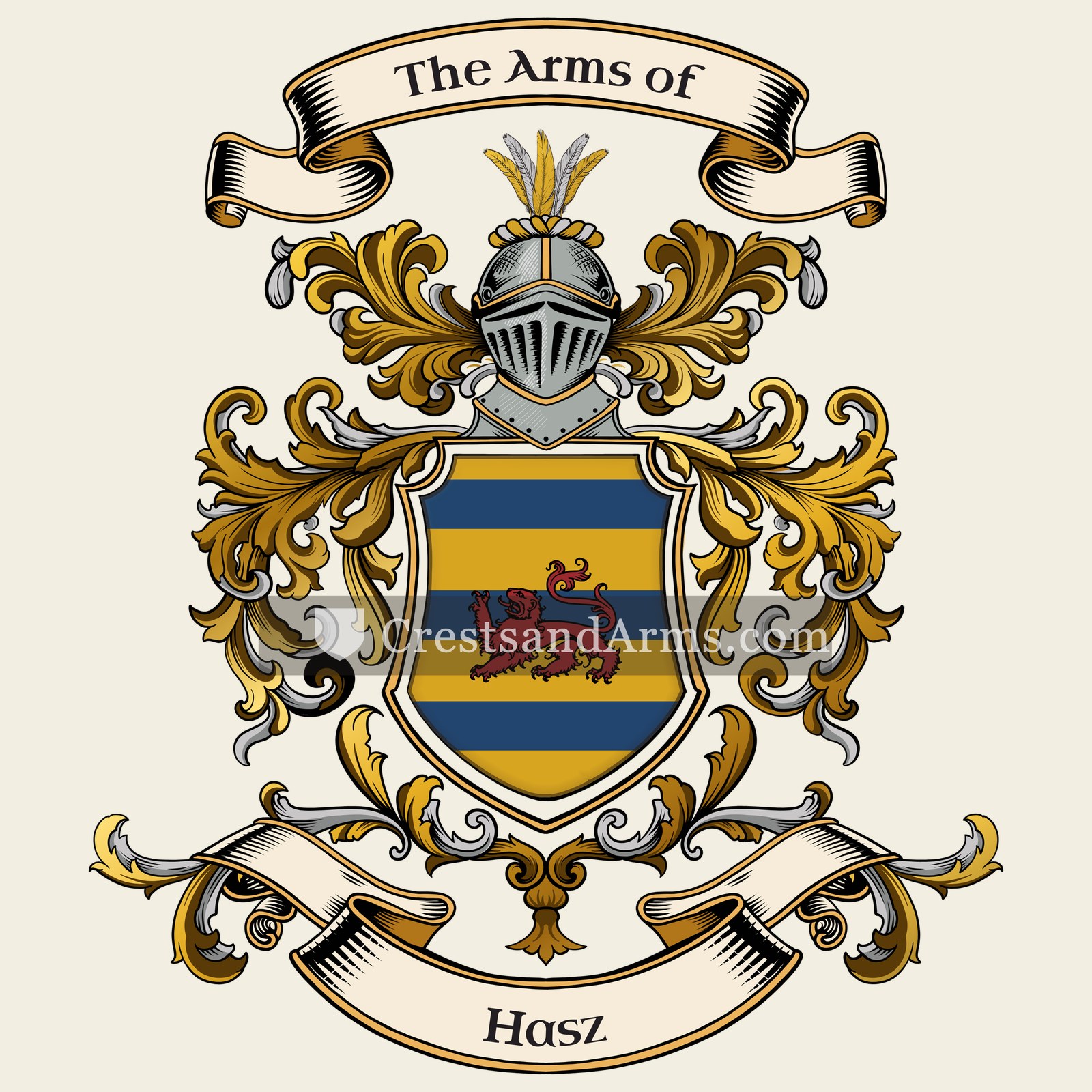 The Hasz coat of arms, drawn from the recorded blazon