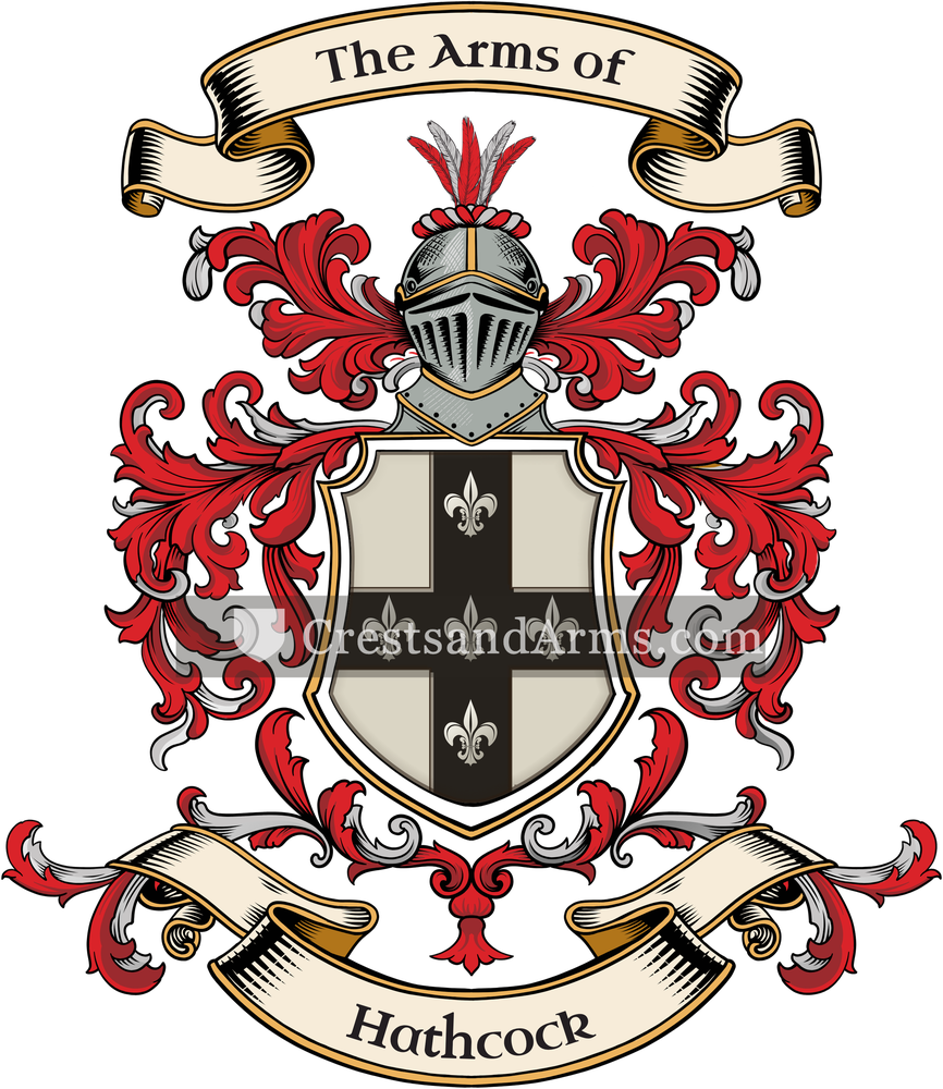 The Hathcock coat of arms, drawn from the recorded blazon