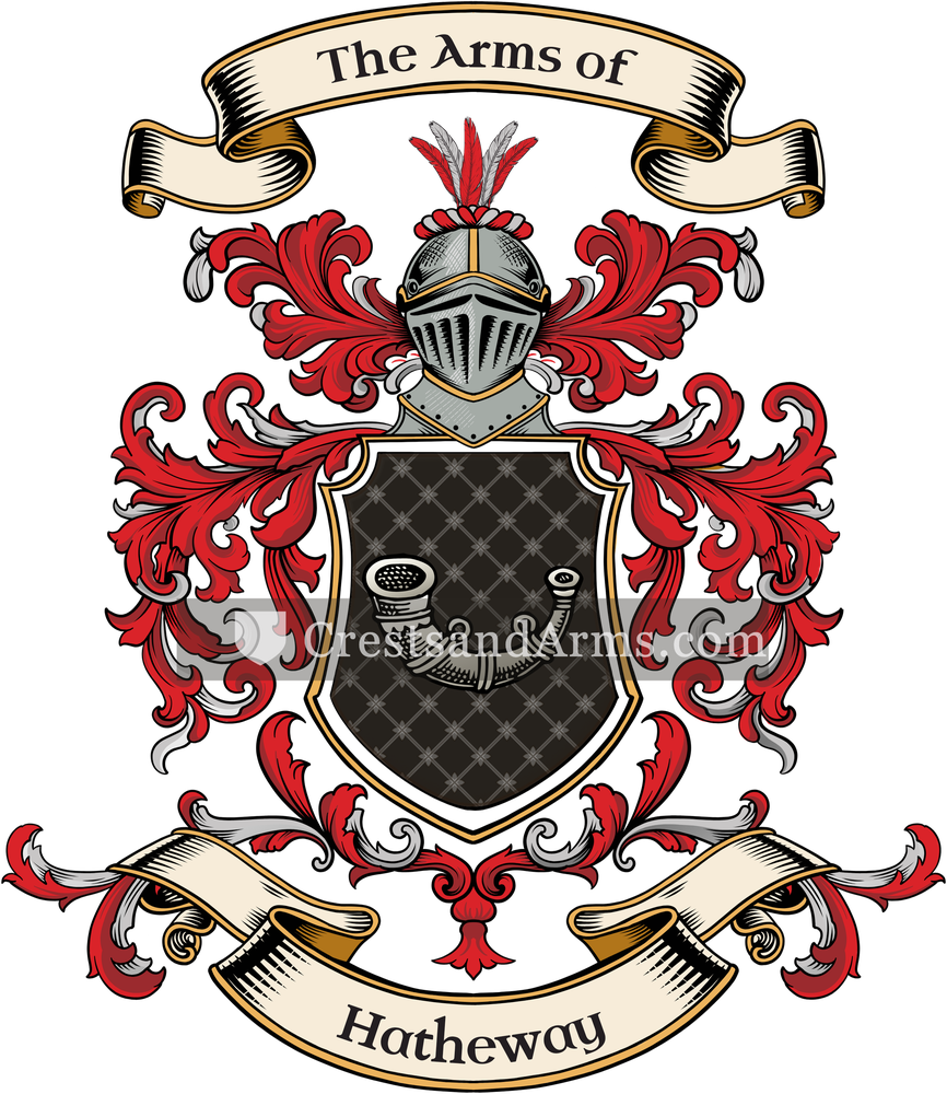 The Hatheway coat of arms, drawn from the recorded blazon