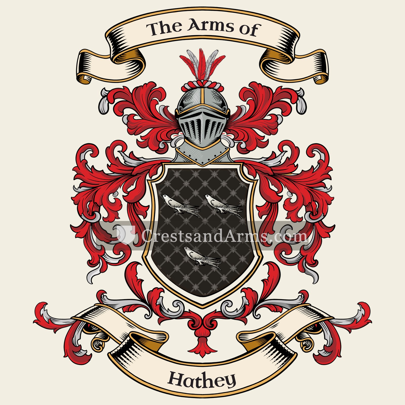 The Hathey coat of arms, drawn from the recorded blazon