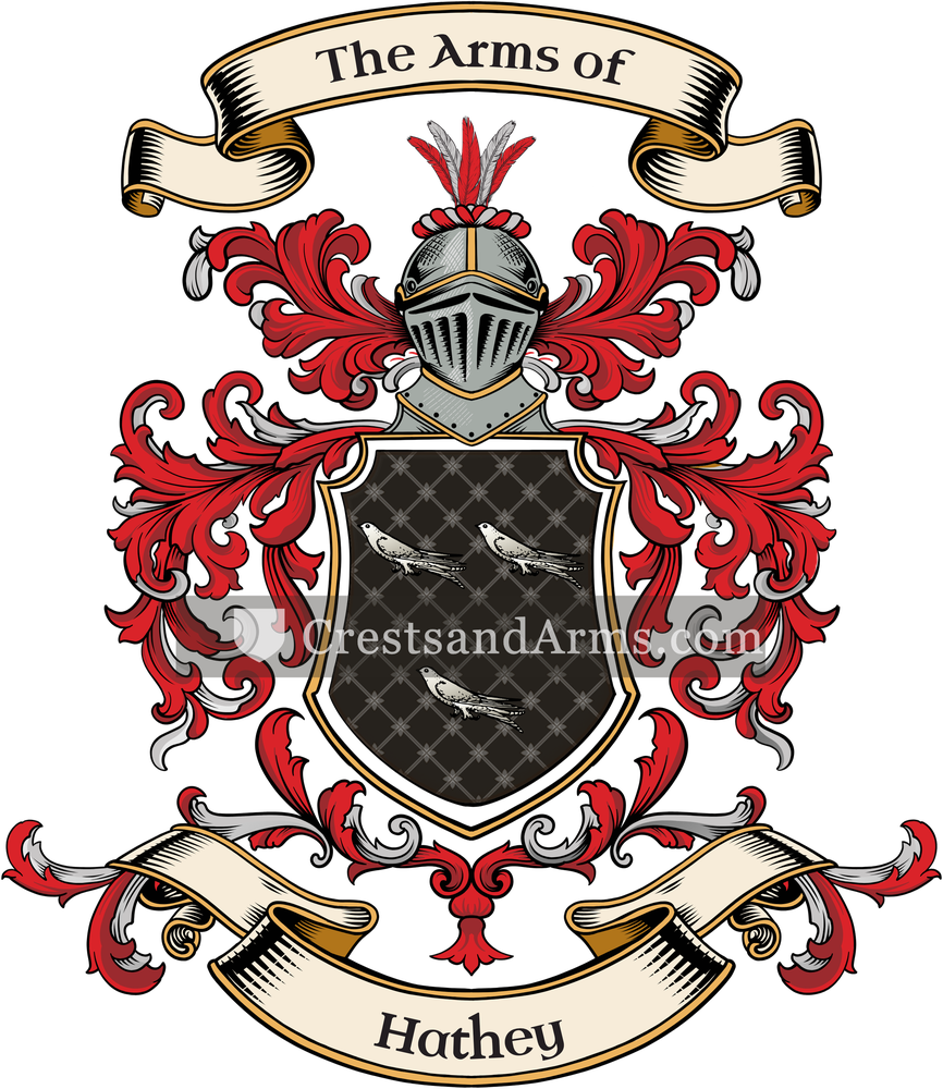 The Hathey coat of arms, drawn from the recorded blazon