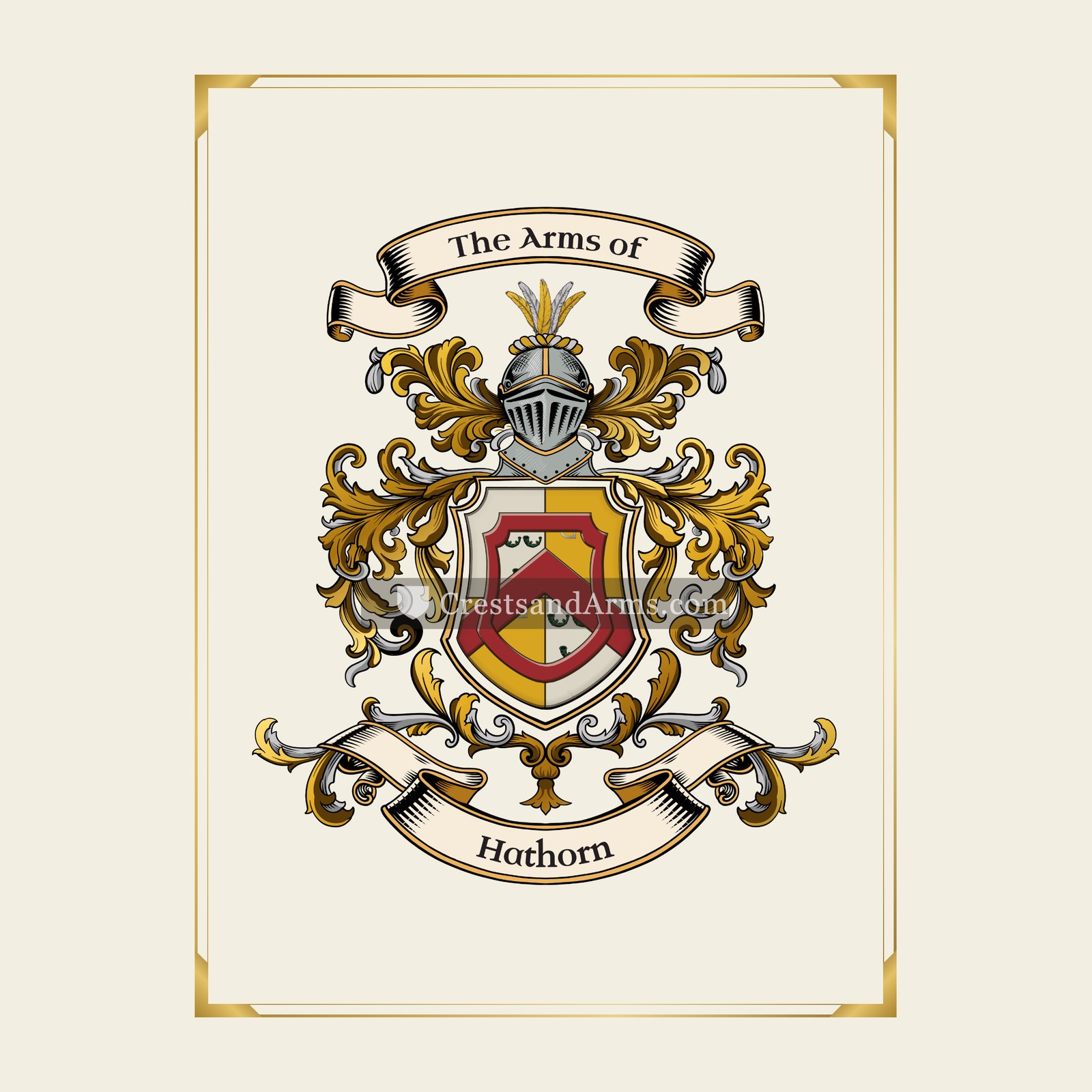 With gold border