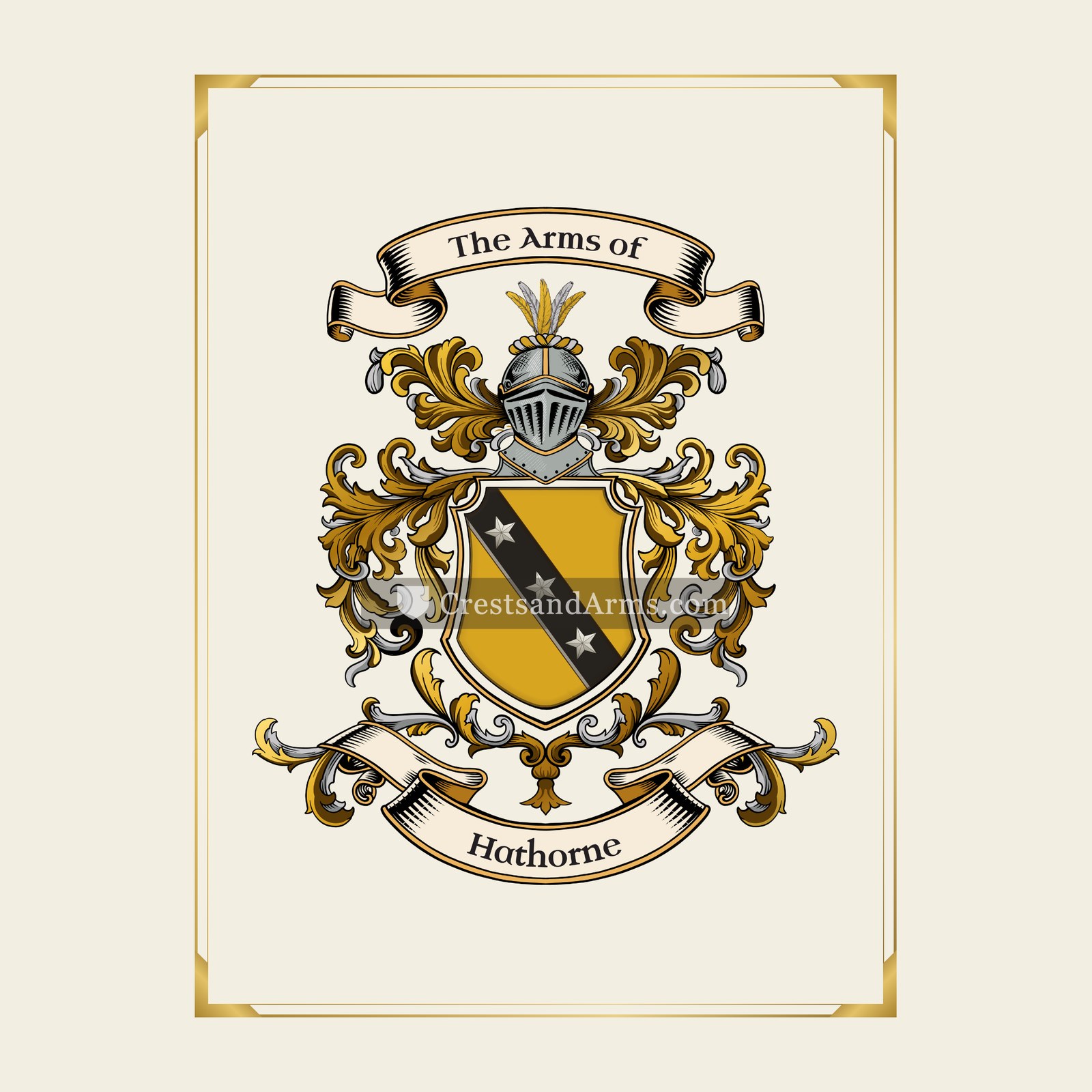 With gold border