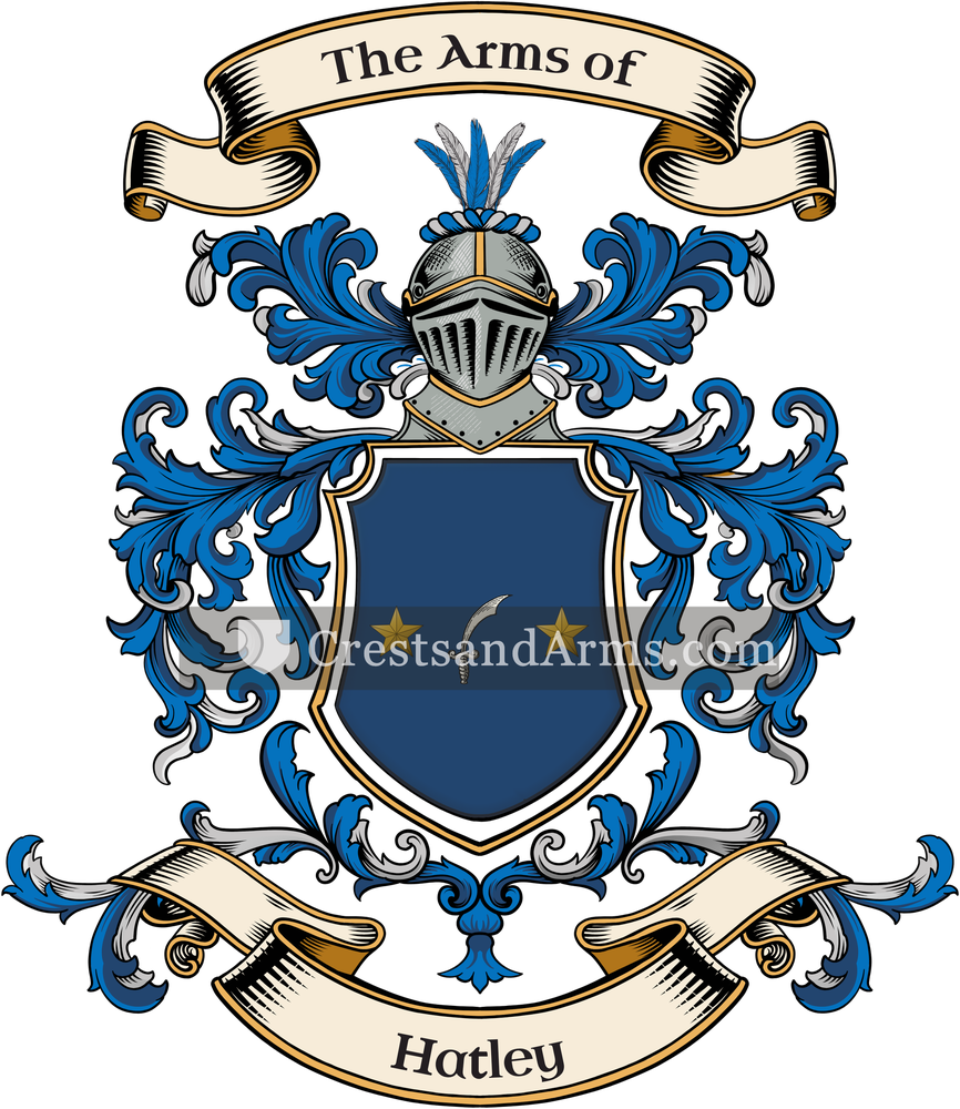 The Hatley coat of arms, drawn from the recorded blazon