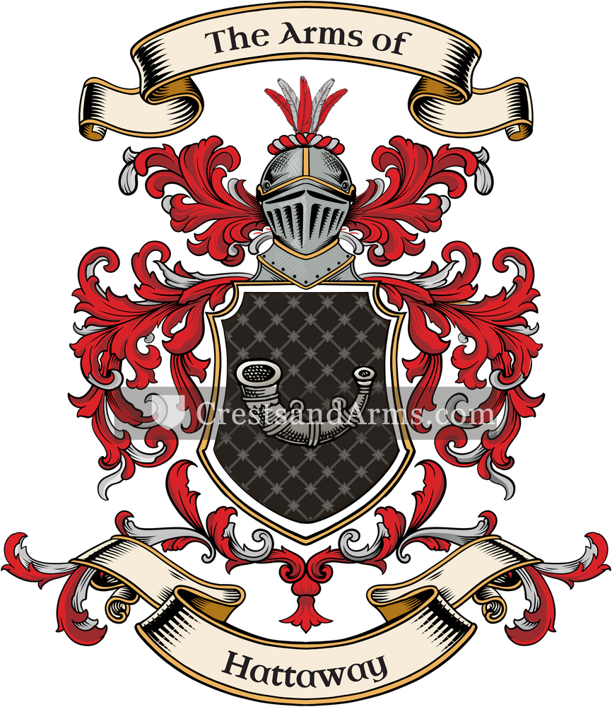 The Hattaway coat of arms, drawn from the recorded blazon