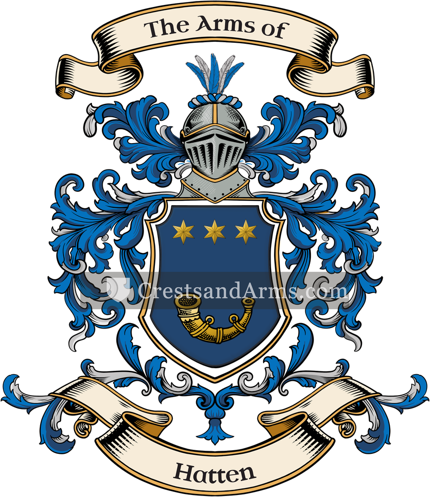 The Hatten coat of arms, drawn from the recorded blazon