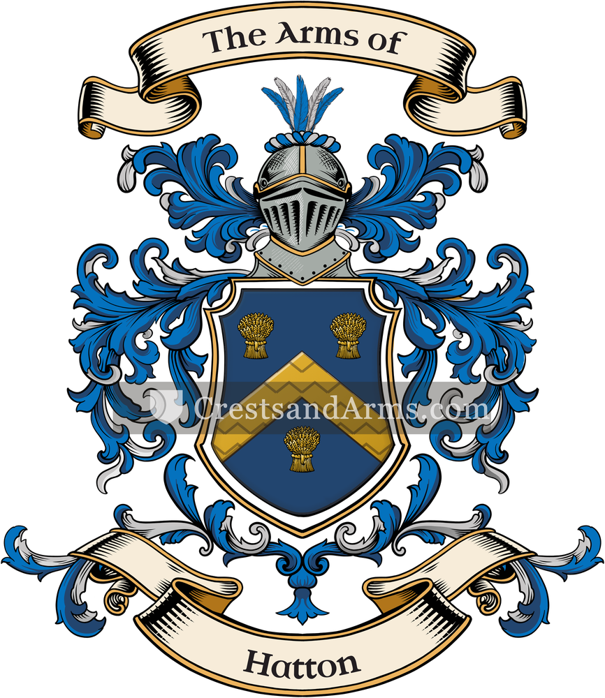 The Hatton coat of arms, drawn from the recorded blazon