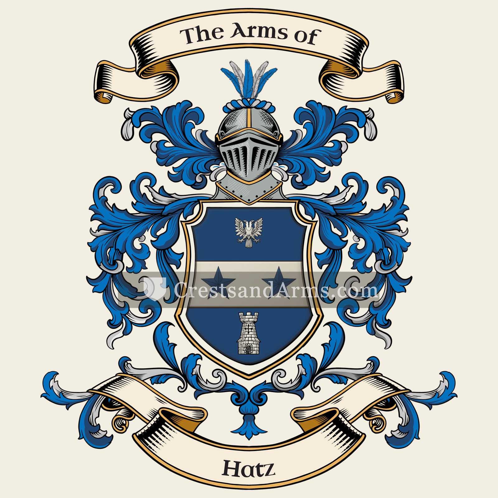 The Hatz coat of arms, drawn from the recorded blazon