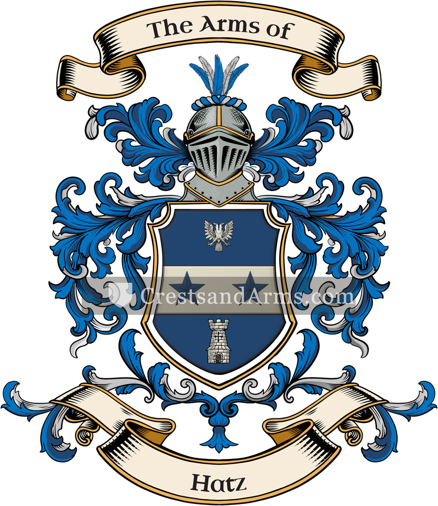 The Hatz coat of arms, drawn from the recorded blazon