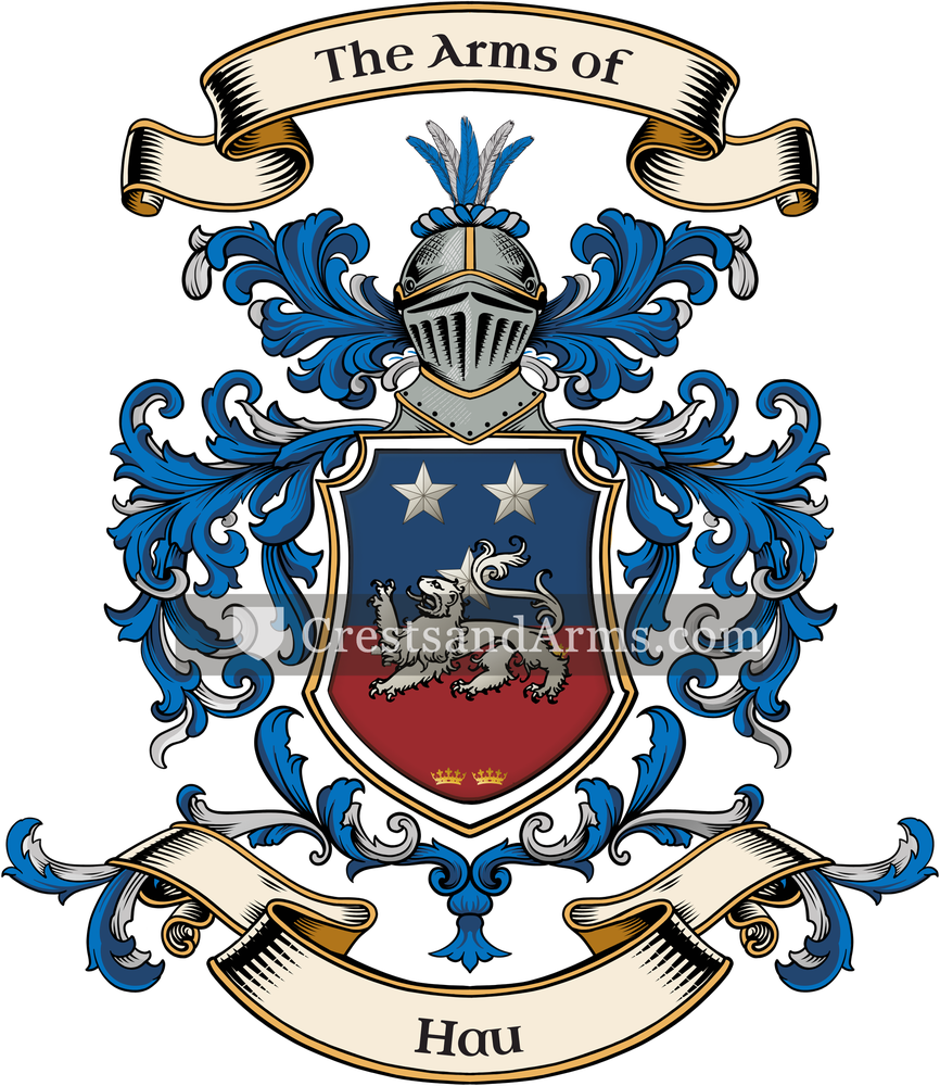 The Hau coat of arms, drawn from the recorded blazon
