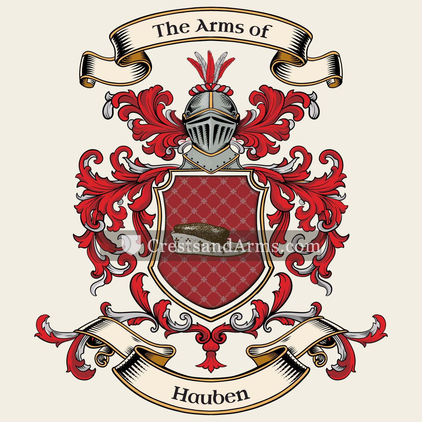 The Hauben coat of arms, drawn from the recorded blazon