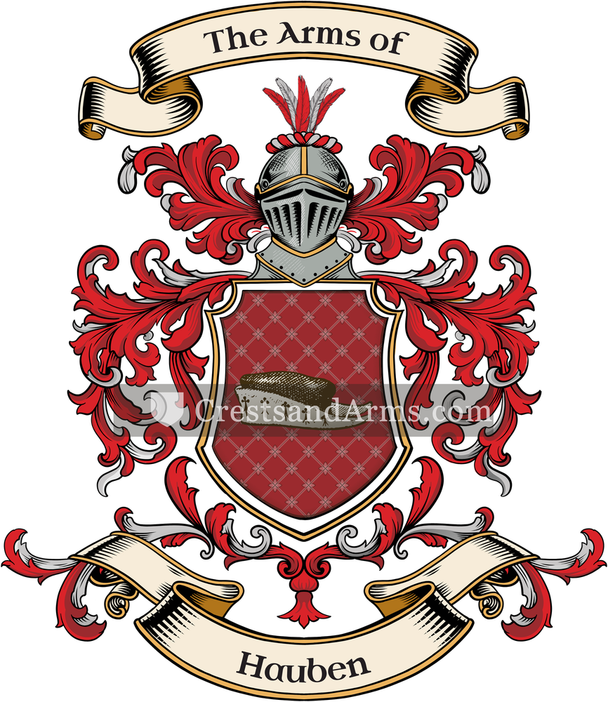 The Hauben coat of arms, drawn from the recorded blazon