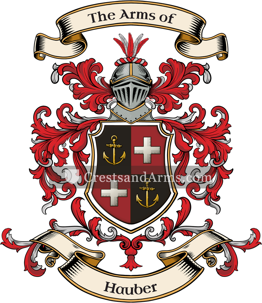 The Hauber coat of arms, drawn from the recorded blazon