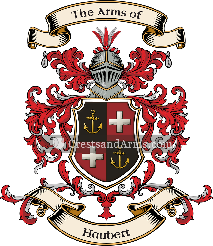 The Haubert coat of arms, drawn from the recorded blazon