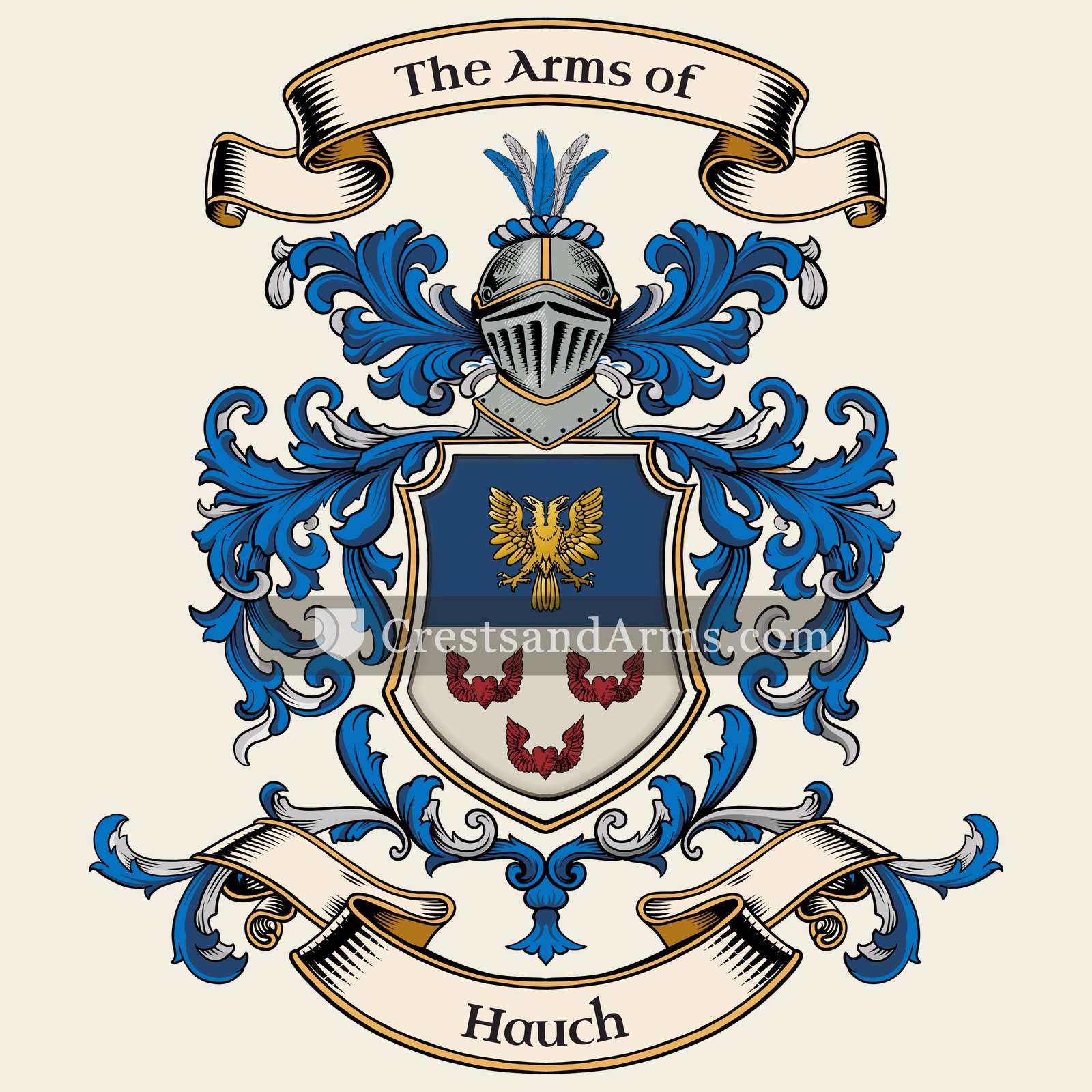 The Hauch coat of arms, drawn from the recorded blazon