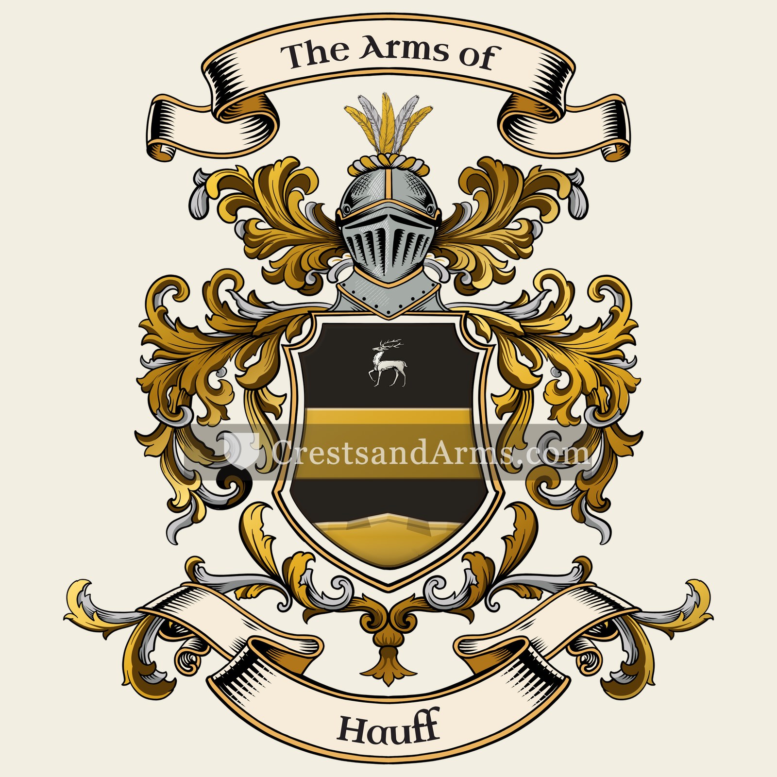 The Hauff coat of arms, drawn from the recorded blazon