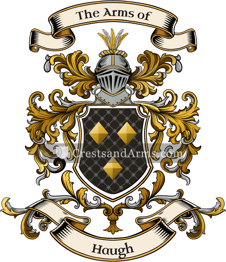 The Haugh coat of arms, drawn from the recorded blazon