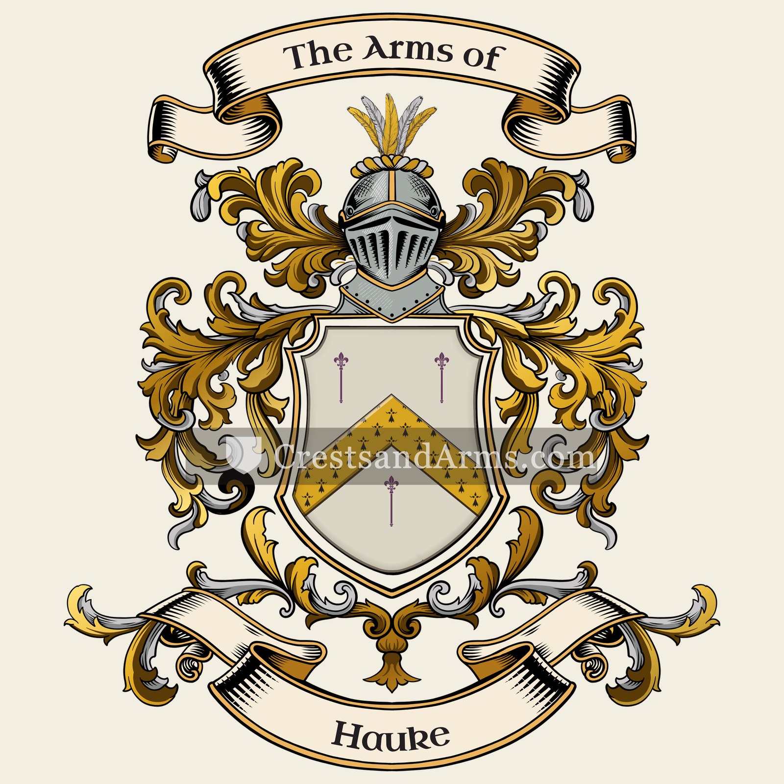 The Hauke coat of arms, drawn from the recorded blazon