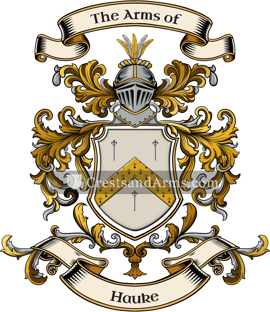 The Hauke coat of arms, drawn from the recorded blazon