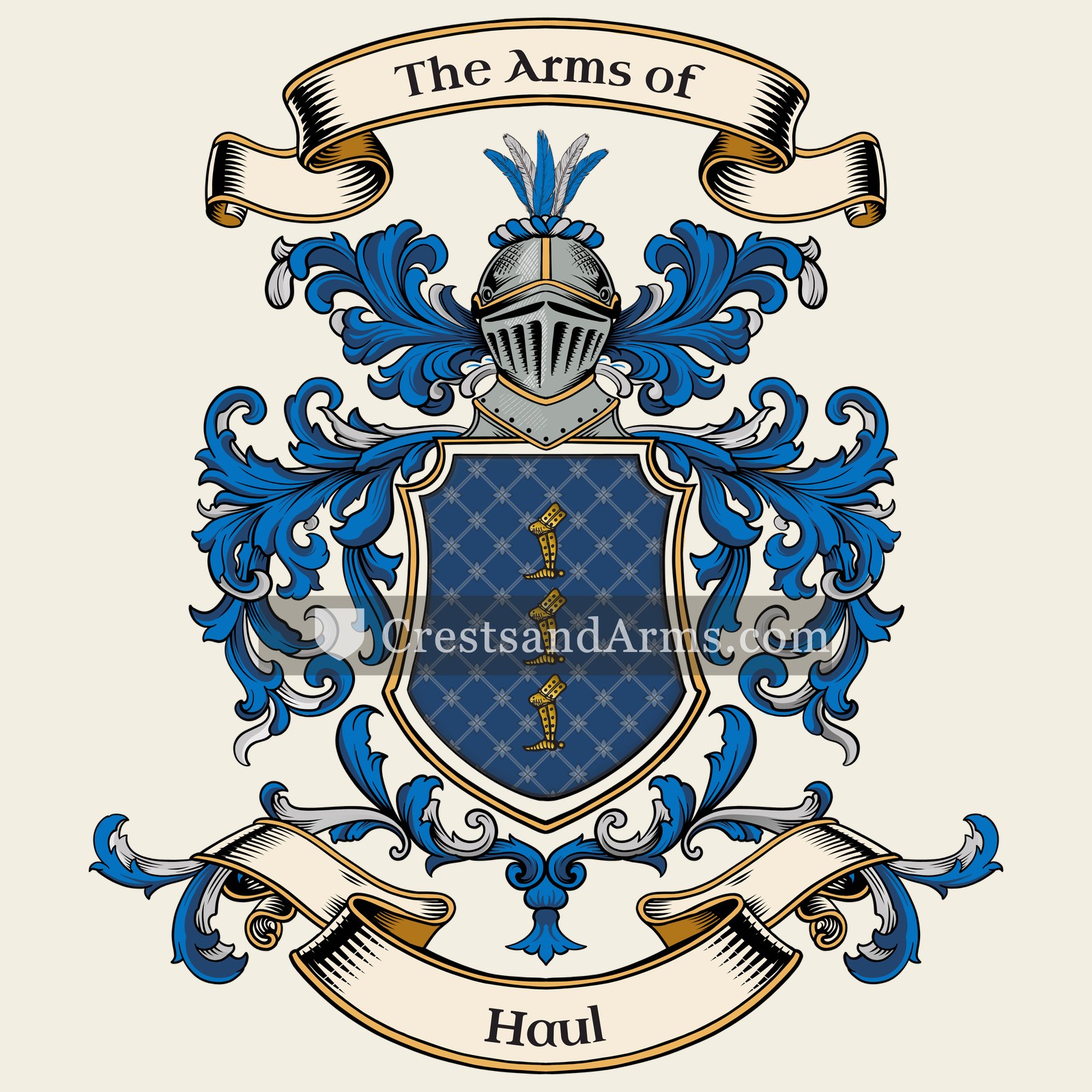 The Haul coat of arms, drawn from the recorded blazon