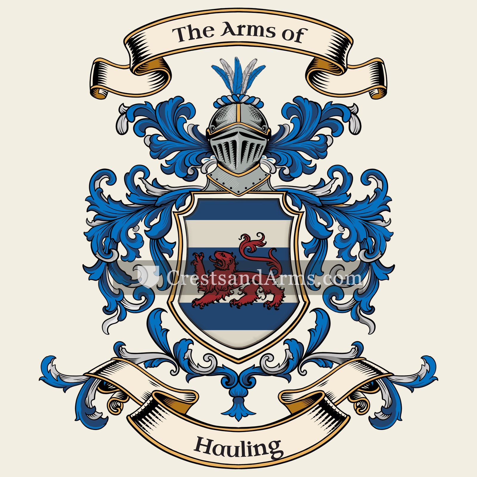 The Hauling coat of arms, drawn from the recorded blazon