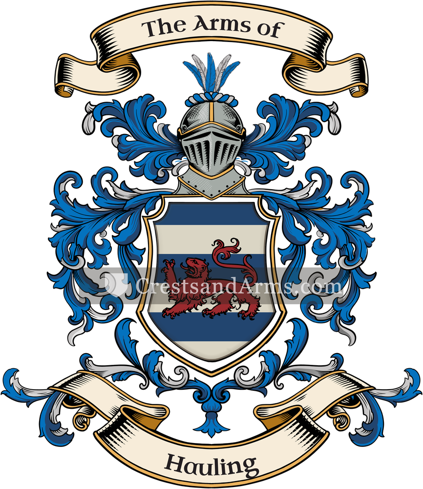 The Hauling coat of arms, drawn from the recorded blazon
