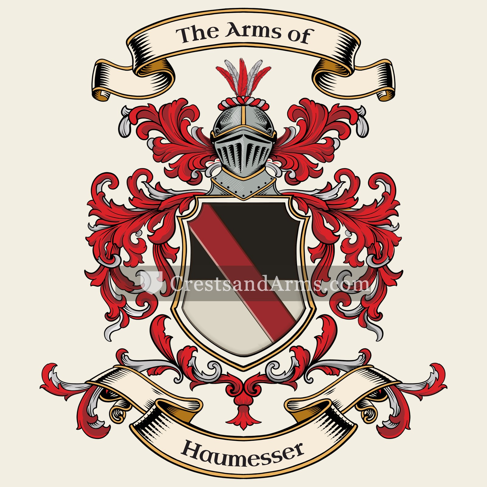 The Haumesser coat of arms, drawn from the recorded blazon