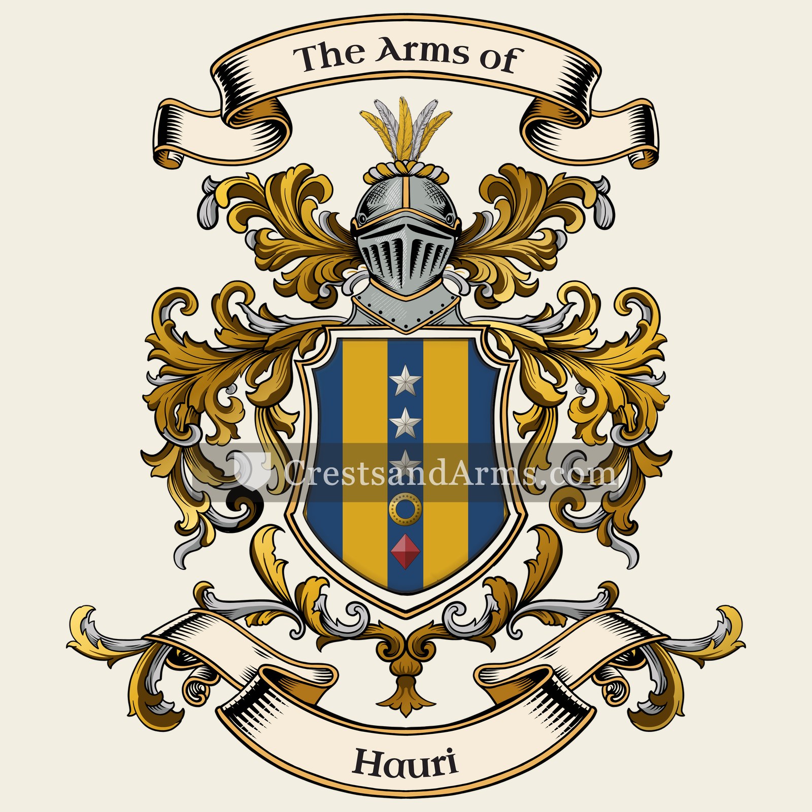 The Hauri coat of arms, drawn from the recorded blazon