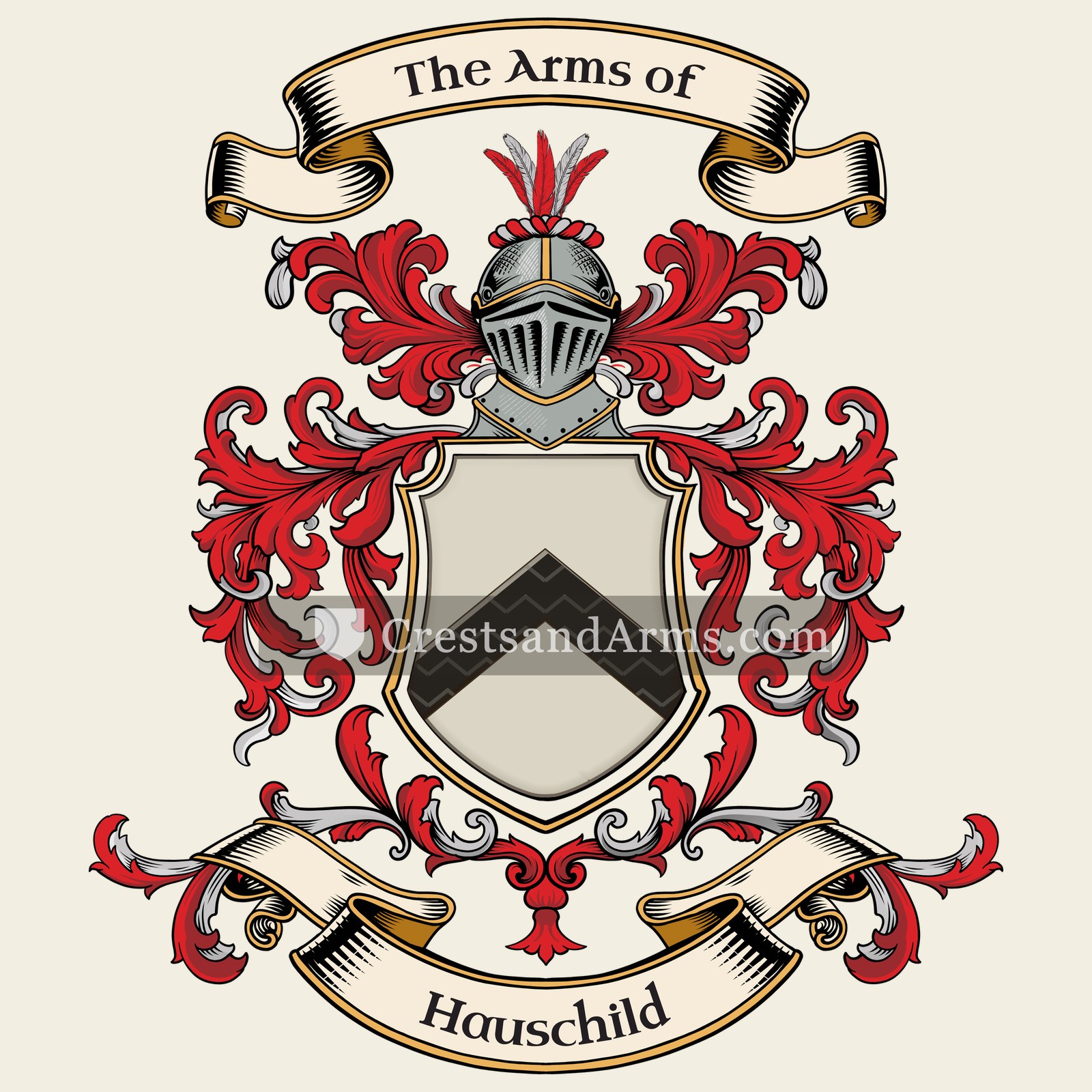 The Hauschild coat of arms, drawn from the recorded blazon
