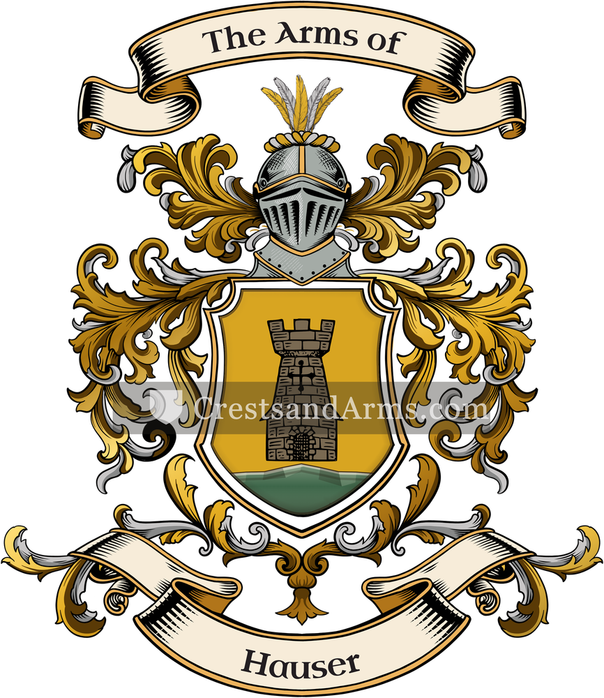 The Hauser coat of arms, drawn from the recorded blazon