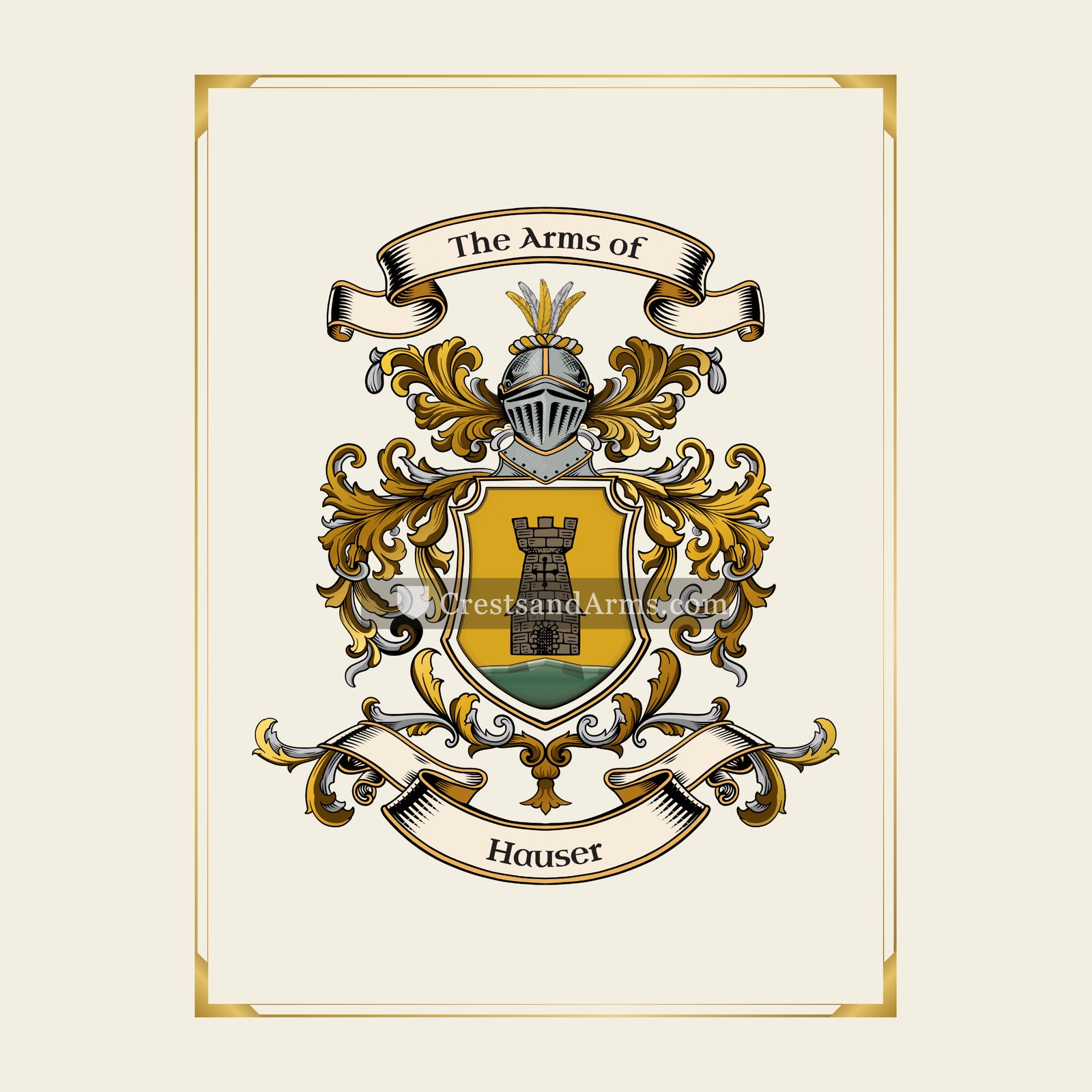 With gold border