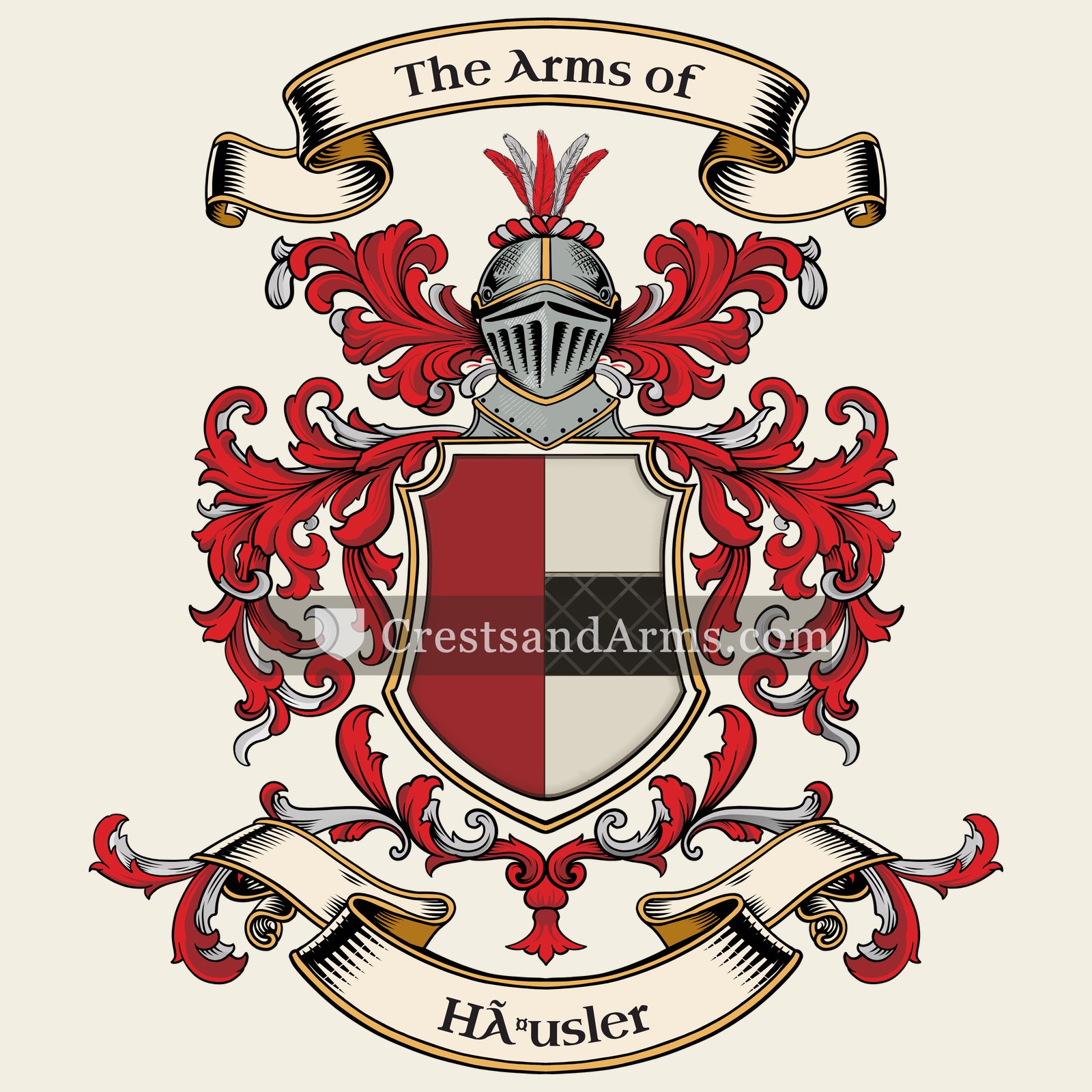The Häusler coat of arms, drawn from the recorded blazon
