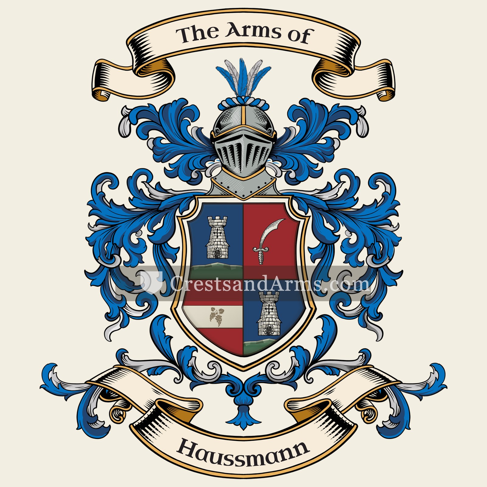 The Haussmann coat of arms, drawn from the recorded blazon