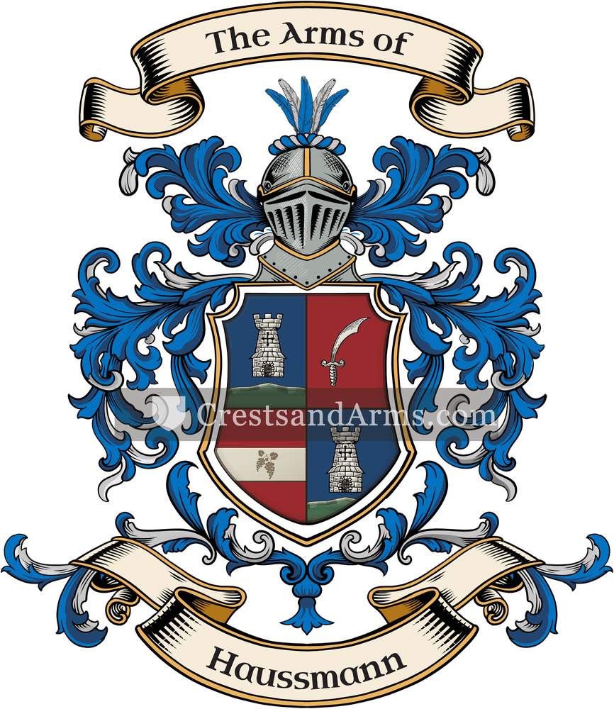 The Haussmann coat of arms, drawn from the recorded blazon