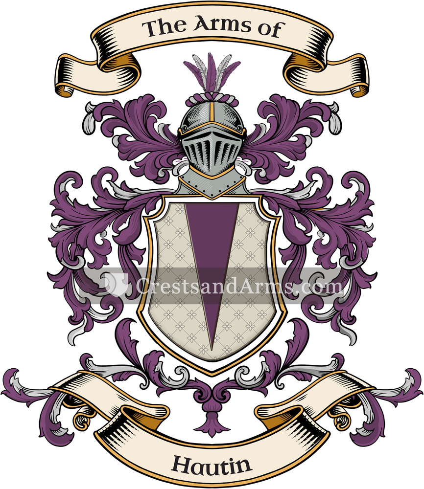 The Hautin coat of arms, drawn from the recorded blazon