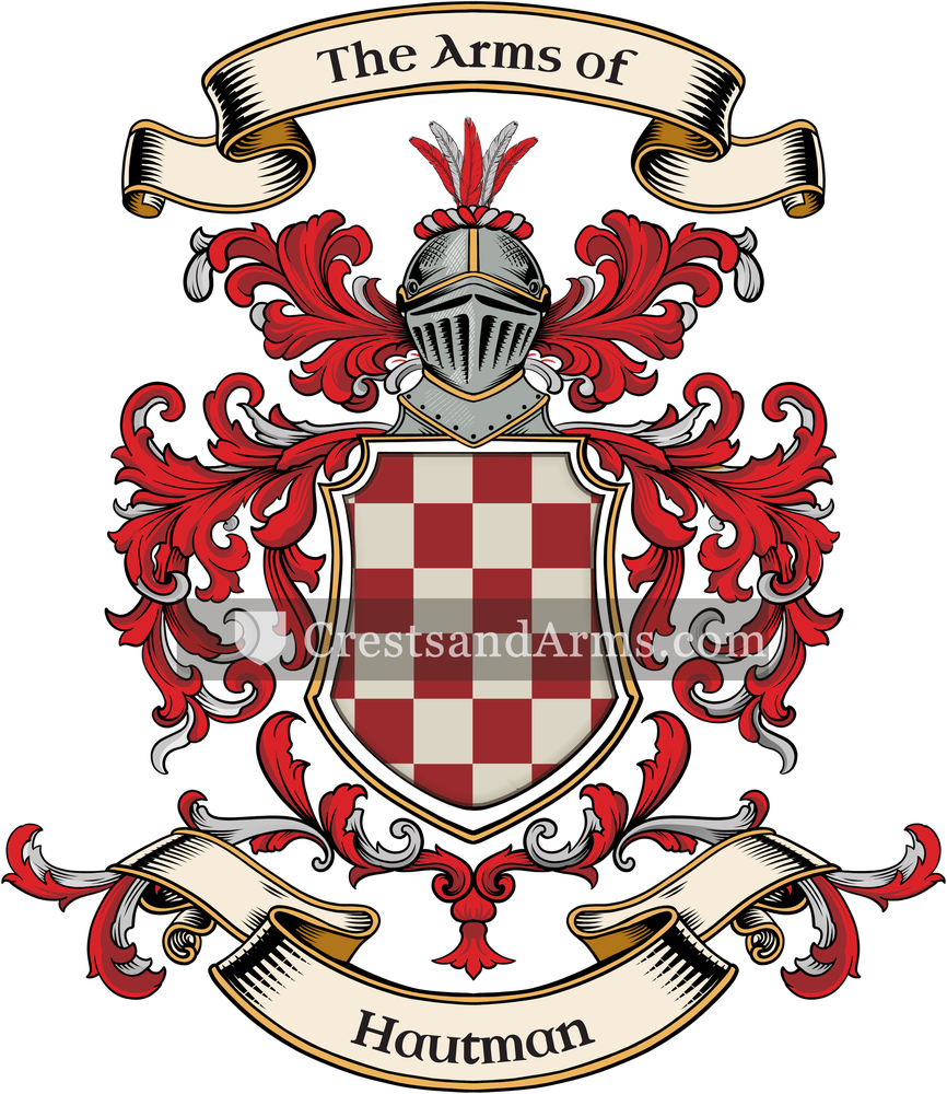 The Hautman coat of arms, drawn from the recorded blazon