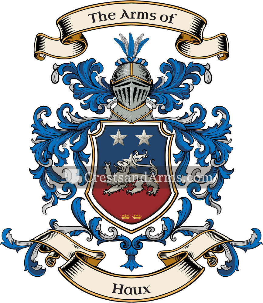 The Haux coat of arms, drawn from the recorded blazon