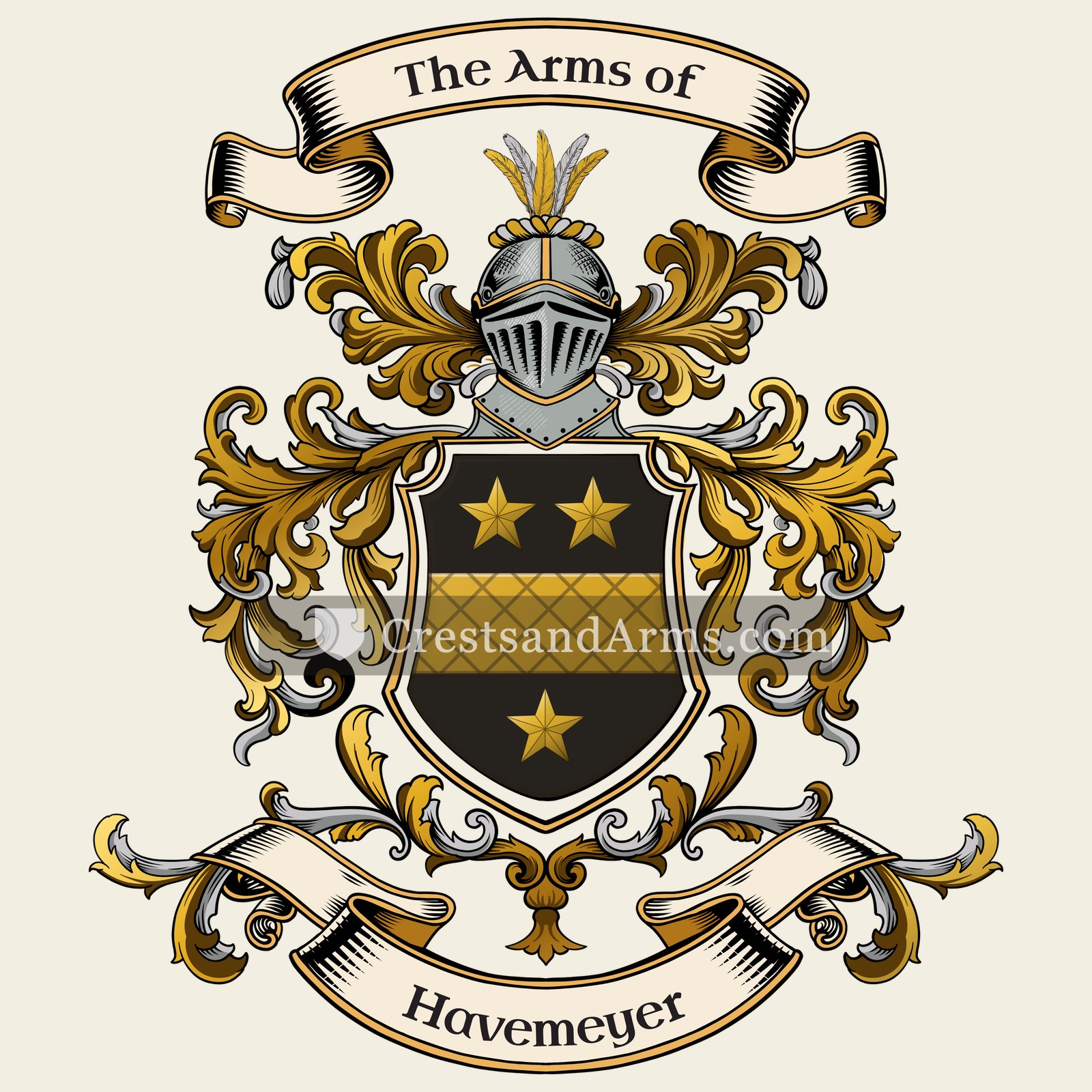 The Havemeyer coat of arms, drawn from the recorded blazon