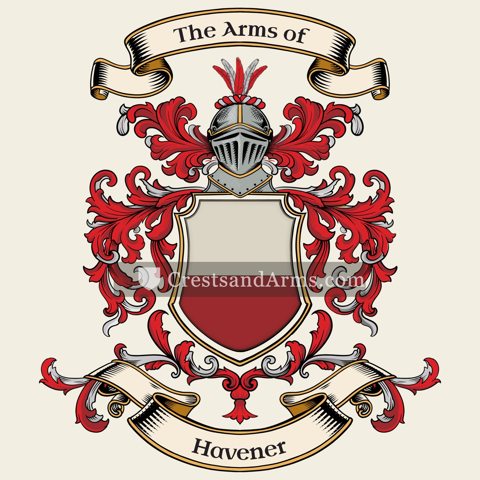 The Havener coat of arms, drawn from the recorded blazon