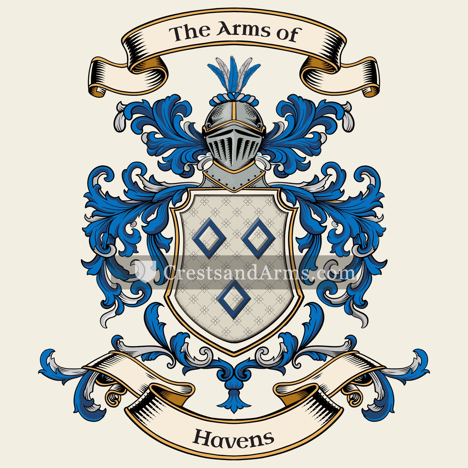 The Havens coat of arms, drawn from the recorded blazon