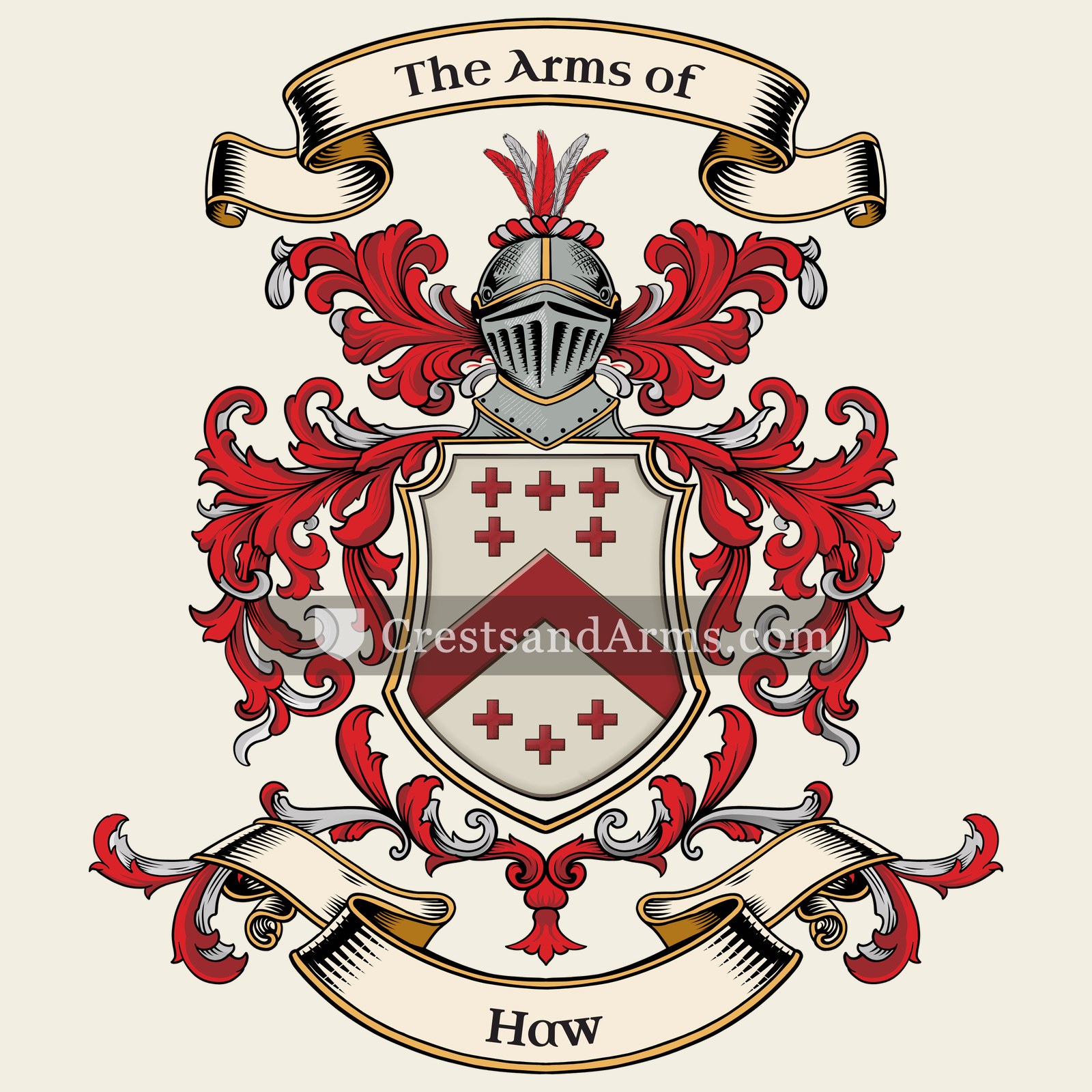 The Haw coat of arms, drawn from the recorded blazon