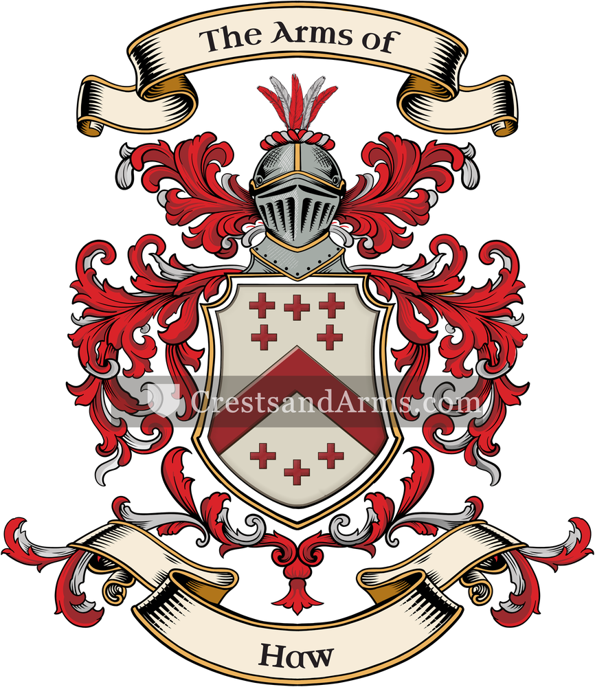 The Haw coat of arms, drawn from the recorded blazon
