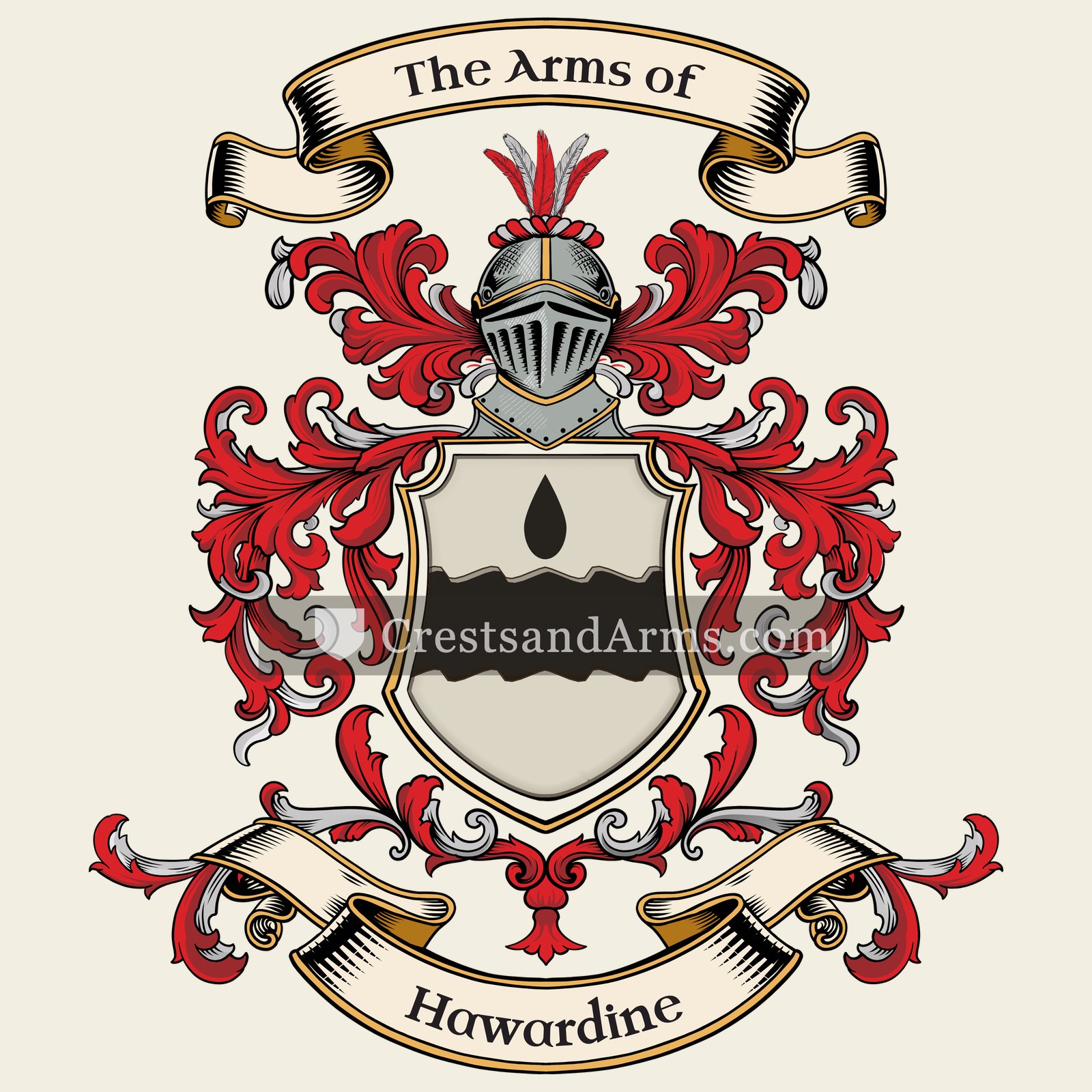 The Hawardine coat of arms, drawn from the recorded blazon