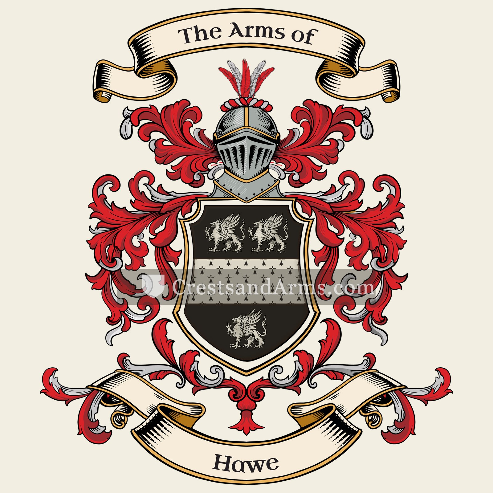 The Hawe coat of arms, drawn from the recorded blazon