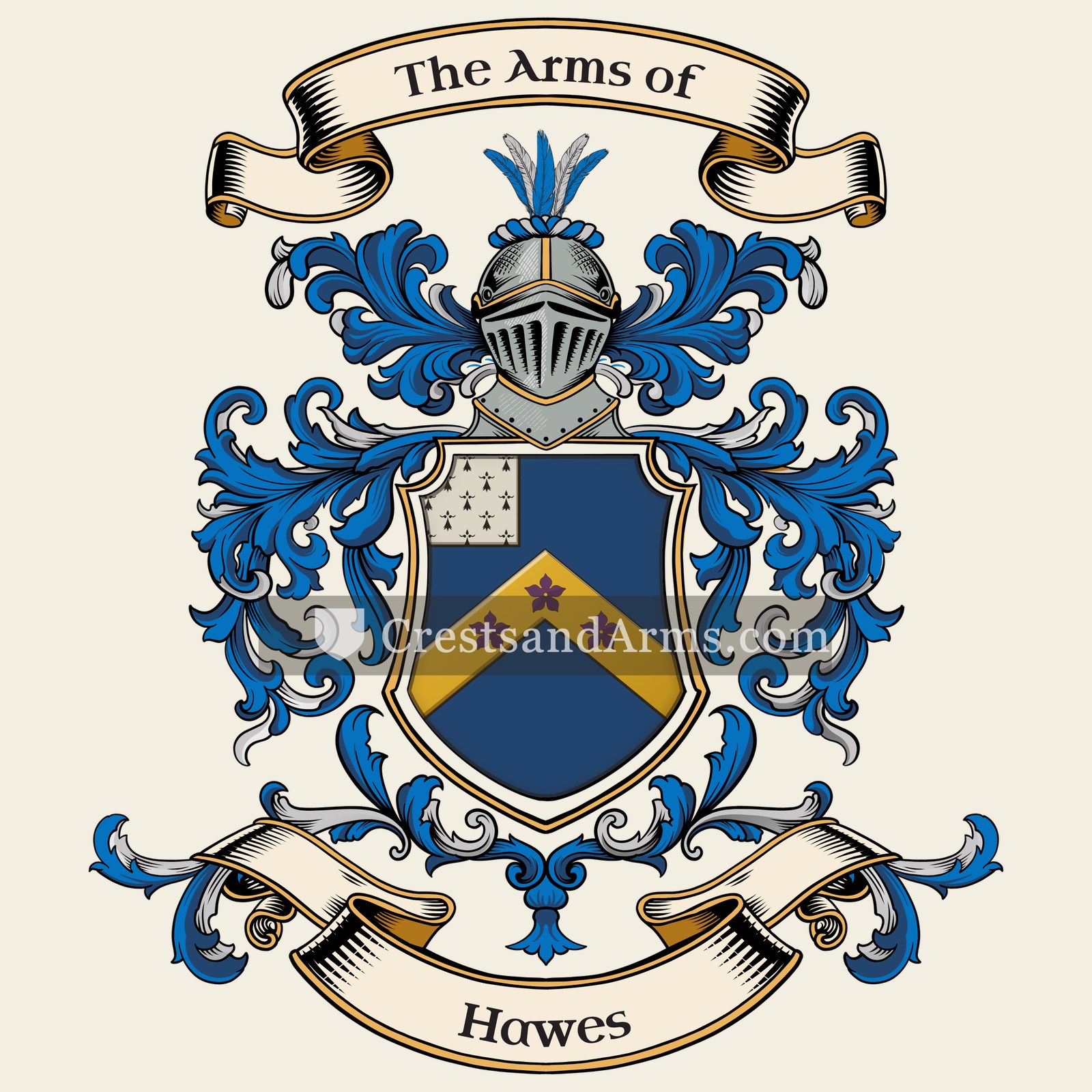 The Hawes coat of arms, drawn from the recorded blazon