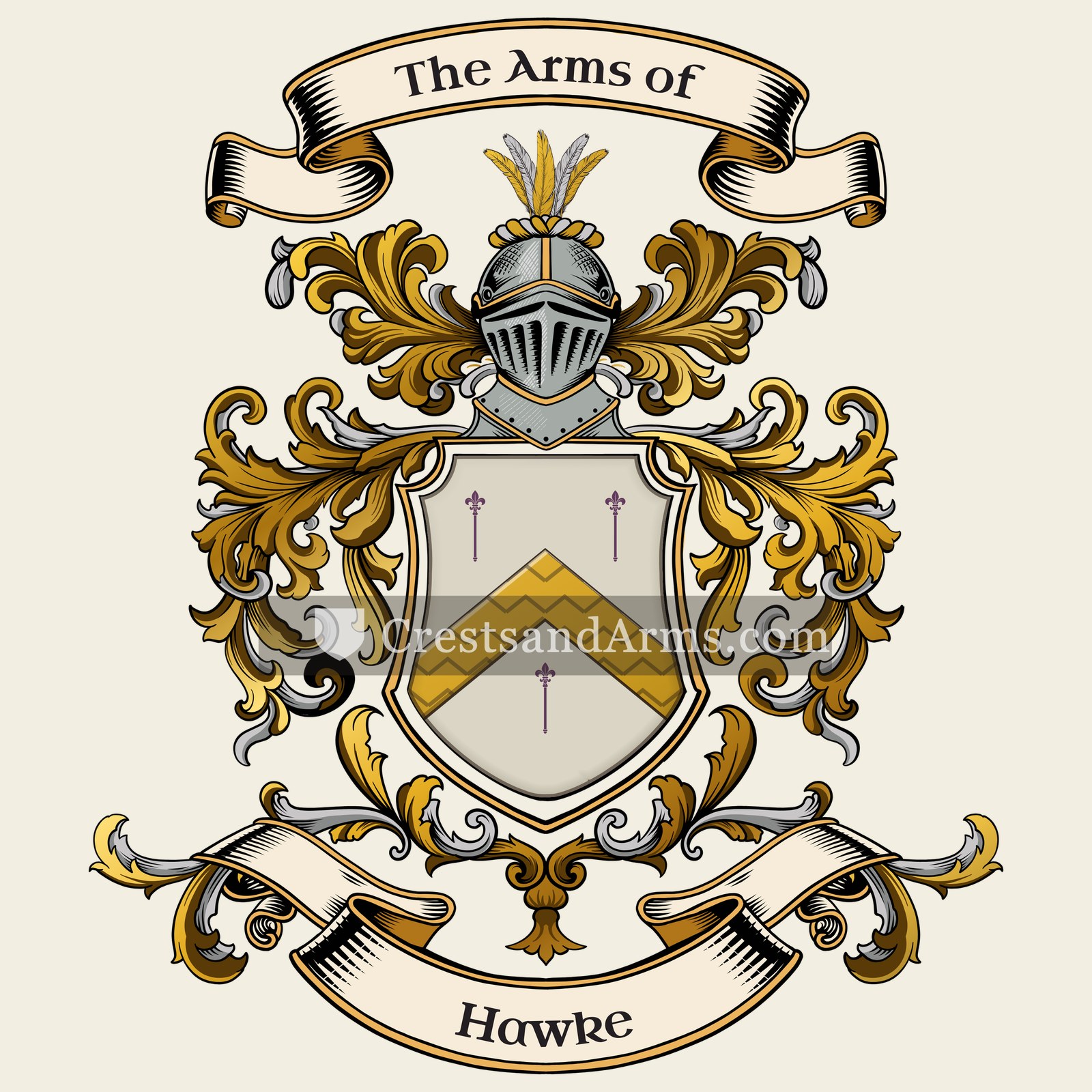 The Hawke coat of arms, drawn from the recorded blazon